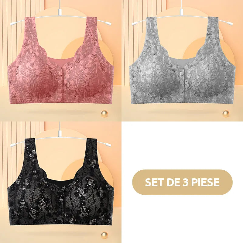 😍【Set od 3 dijela】 ❤️【40-100 kg】👙Prekrasan ženski čipkasti grudnjak s kopčanjem sprijeda, bez žice