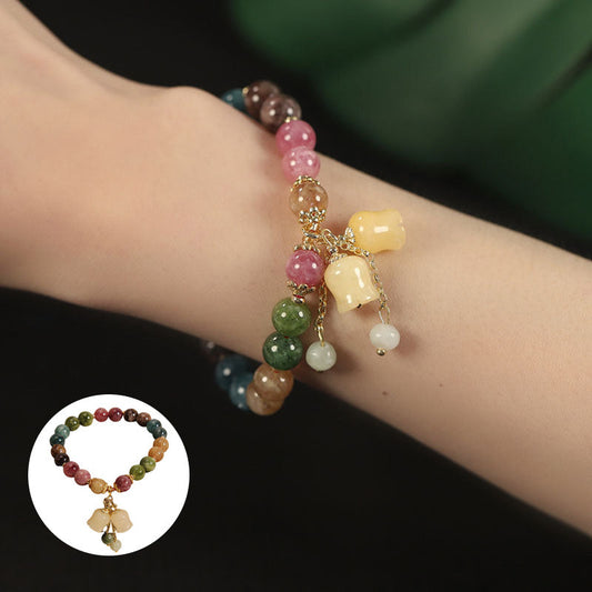 ✨🌷【Kup jeden, a drugi dostaniesz gratis】Bransoletka ze sztucznego turmalinu i lilii, lekka, luksusowa, wysokiej klasy