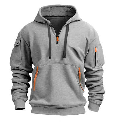 【S-5XL】Męska sportowa bluza z kapturem zapinana na zamek i wiele kieszeni-3766365