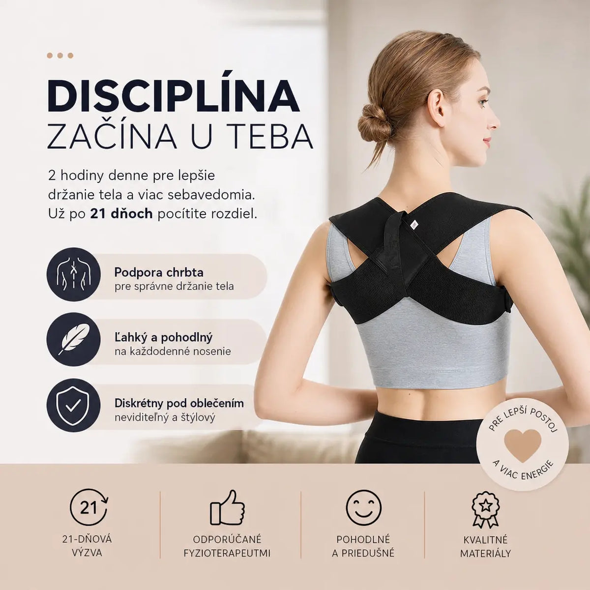 🔥⏳ 50% zľava ✨ Pohodlný a nastaviteľný korekčný pás na ramená a chrbát - ľahký a priedušný