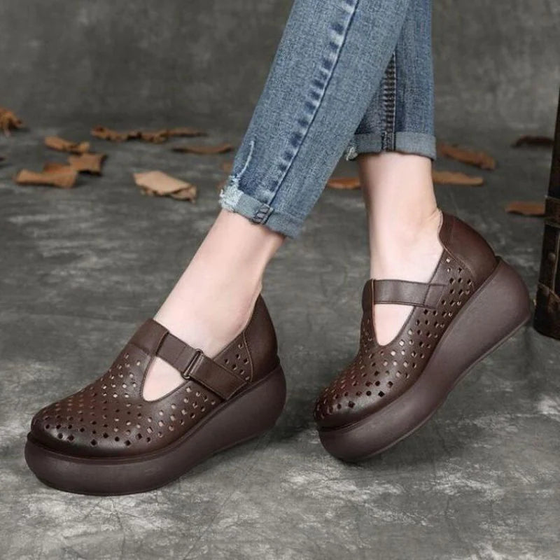 😍 Precio más bajo por tiempo limitado 👡 Zapatos casuales con estilo, con diseño calado y suela suave, hechos de cuero genuino.