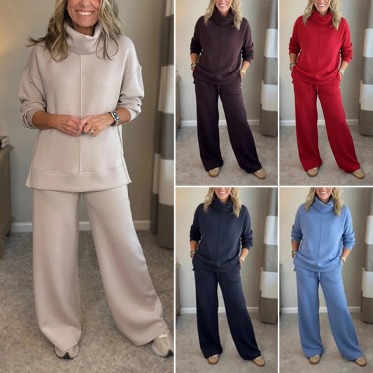 🍂prodavati se kao alva🍁🐏Novi zimski kvalitetni ženski casual set, minimalistički pulover s visokim vratom + ravne casual hlače🔥