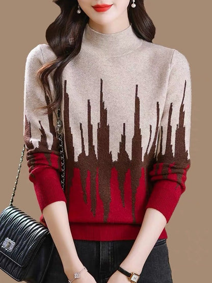 ✨🔥【S-3XL】2024 nowe jesienne i zimowe damskie swetry półgolf, modne topy z dzianiny-3827133