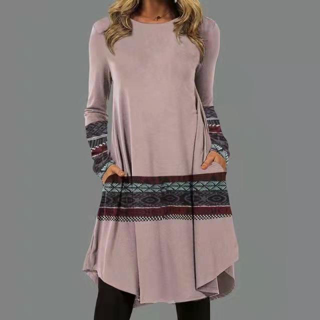 🔥🍁【S-5XL】2025 Nowa jesienna sukienka w stylu retro z nadrukiem w stylu etnicznym