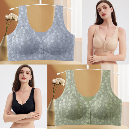 🔥✨【Compra uno y llévate otro gratis】【40-100 kg】💕👙Nuevo sujetador sin aros con cierre frontal para mujer, suave y cómodo.