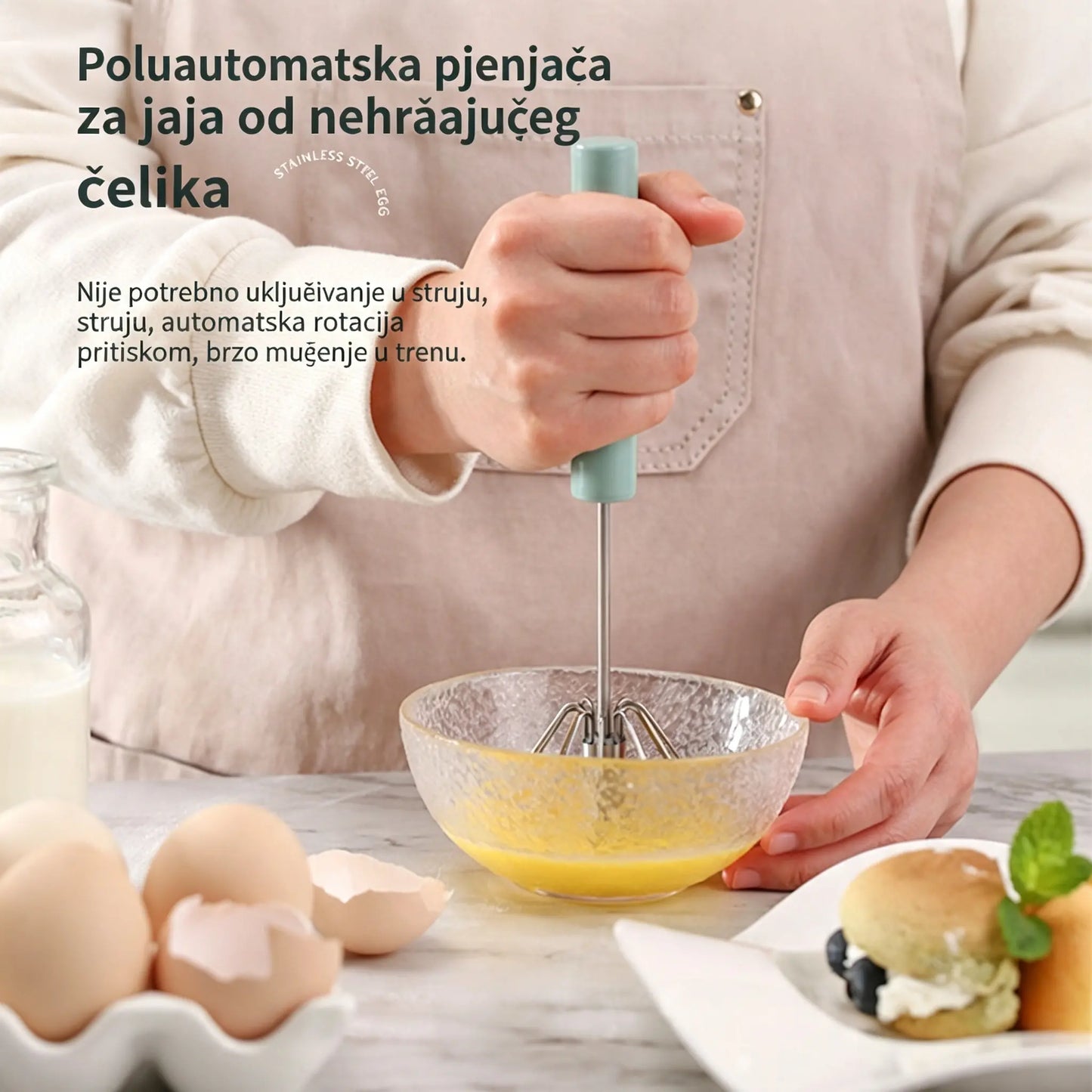 23€【Komplet od 2 komada】Poluautomatski plijač za jaja od nehrđajućeg čelika
