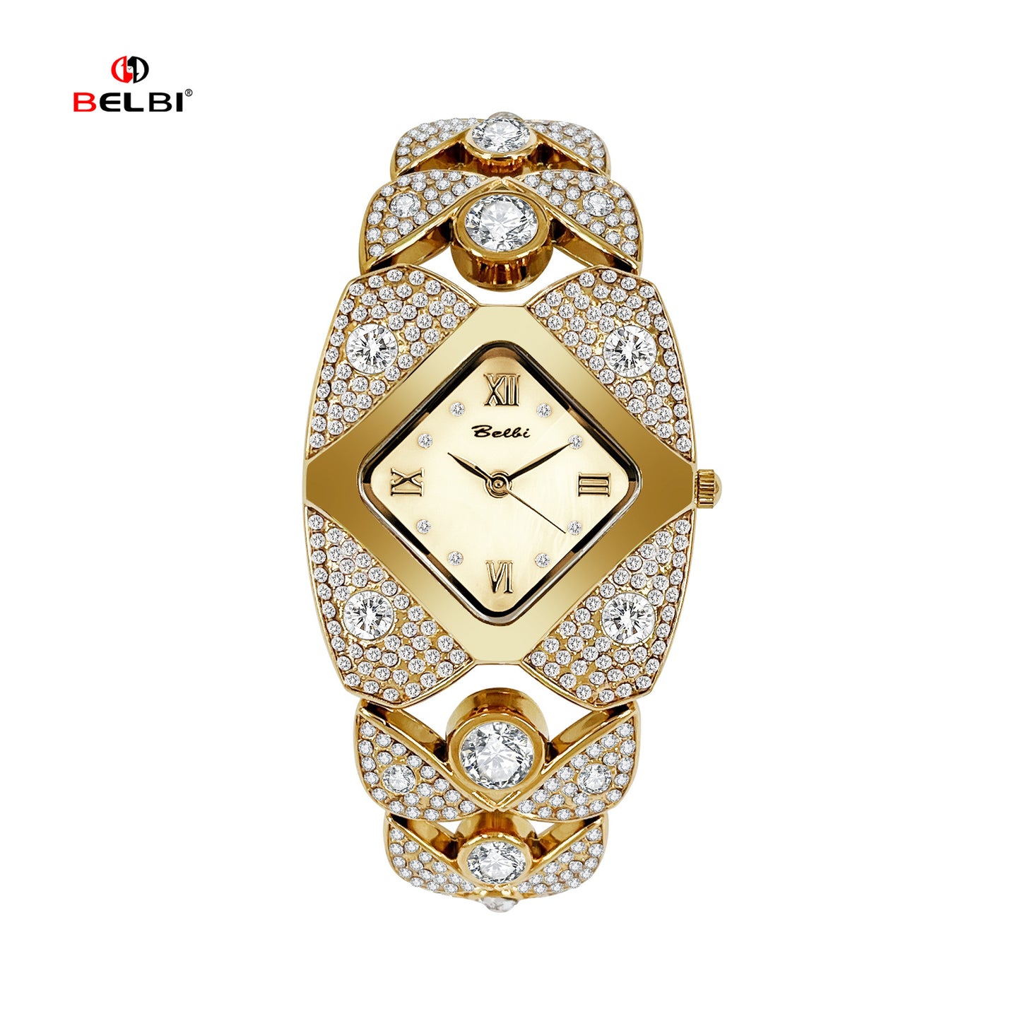 ⏳Oferta ograniczona czasowo⌛ Zegarek kwarcowy w stylu vintage dla kobiet⌚, inkrustowany błyszczącymi kamieniami szlachetnymi✨