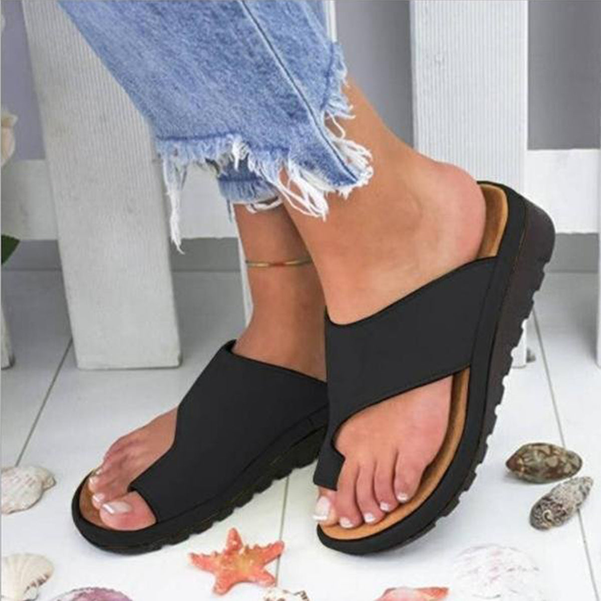 🔥✨【Promocje letnie】【35-43】Nowe letnie modne, codzienne, skórzane sandały na koturnie dla kobiet