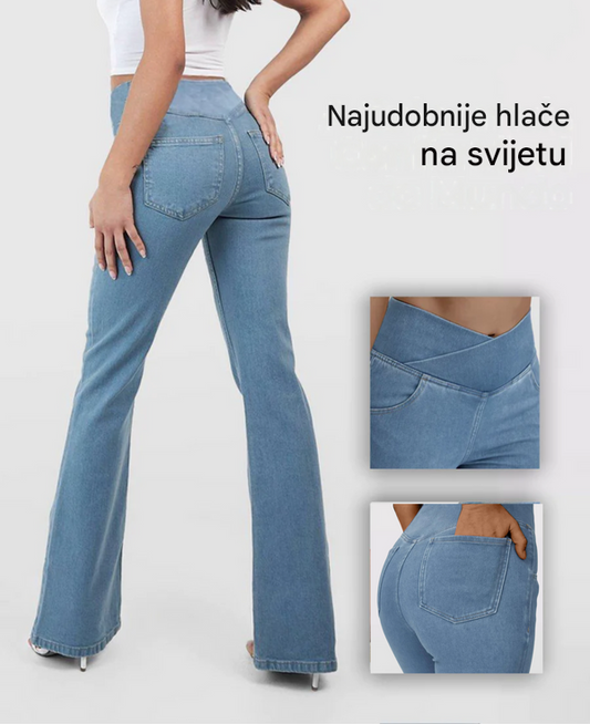 👖🌹【XS-4XL】Traperice visokog struka, uskog kroja i zvonastog kroja koje podižu bokove