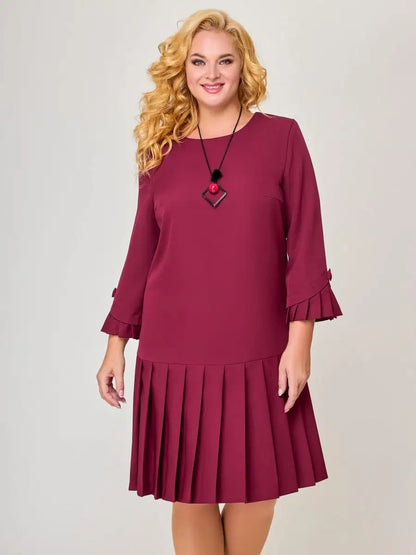 💌 【S-5XL】👗 2024 zimowa nowa wysokiej jakości elegancka sukienka w jednolitym kolorze-3821497