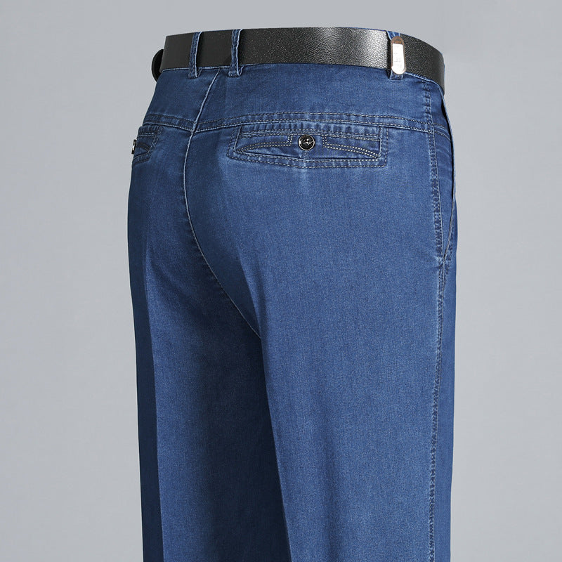 👖👖【Letnia gorąca wyprzedaż】🔥【55-110KG】2025 Letnie nowe męskie dżinsy w dużym rozmiarze z wysokim stanem, lekka tkanina, szczególnie oddychające i wygodne