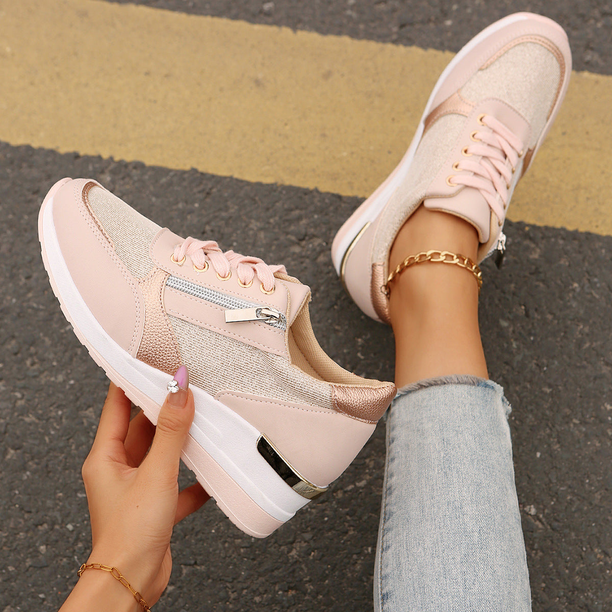 🔥¡Último día con un 50% de descuento! 🔥Zapatos ortopédicos elegantes y cómodos para mujer, con cremallera lateral y suela gruesa.