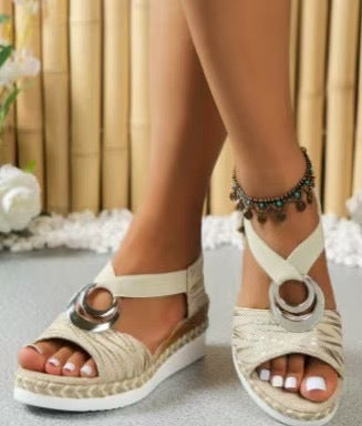 ✨👡【36-43】【Kupite jedan, drugi dobijete gratis】Nove moderne ljetne sandale s ravnom petom, velika veličina, debeli potplat