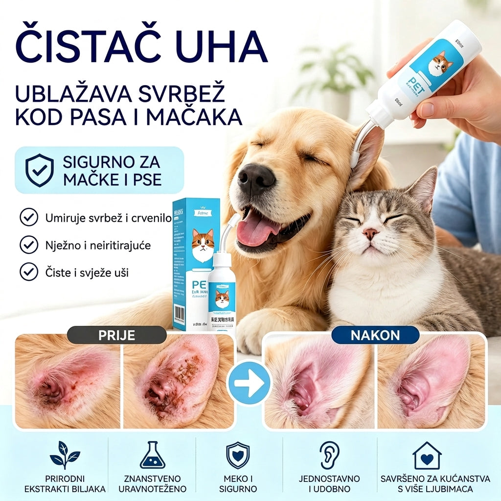 🐶🐱 Sredstvo za čišćenje ušiju za ublažavanje svrbeža ušiju kod pasa i mačaka.