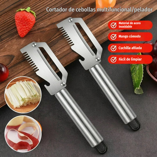✅【¡Compra 2 y llévate 2 gratis!】🧅🔪 Pelador de cocina multifuncional 3 en 1: ¡Pela, corta y abre tapones de botellas! 🔥