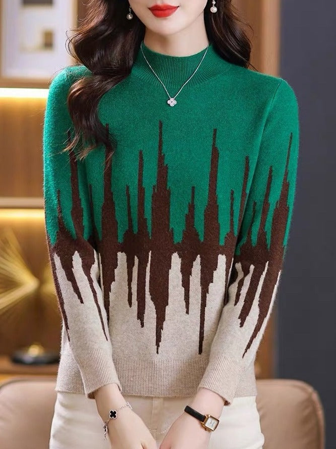 ✨🔥【S-3XL】2024 nowe jesienne i zimowe damskie swetry półgolf, modne topy z dzianiny-3827133