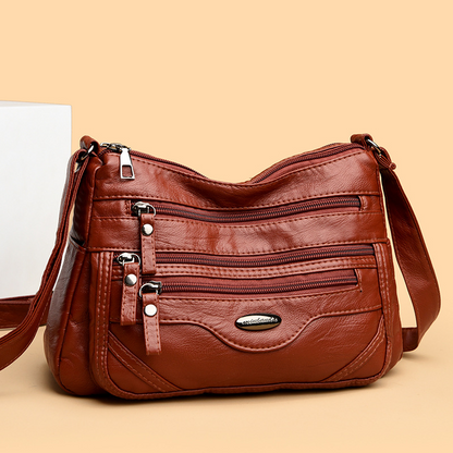 🔥【50% de descuento】💟 Bolso de hombro de piel auténtica de gran capacidad, versátil y elegante, con múltiples compartimentos.