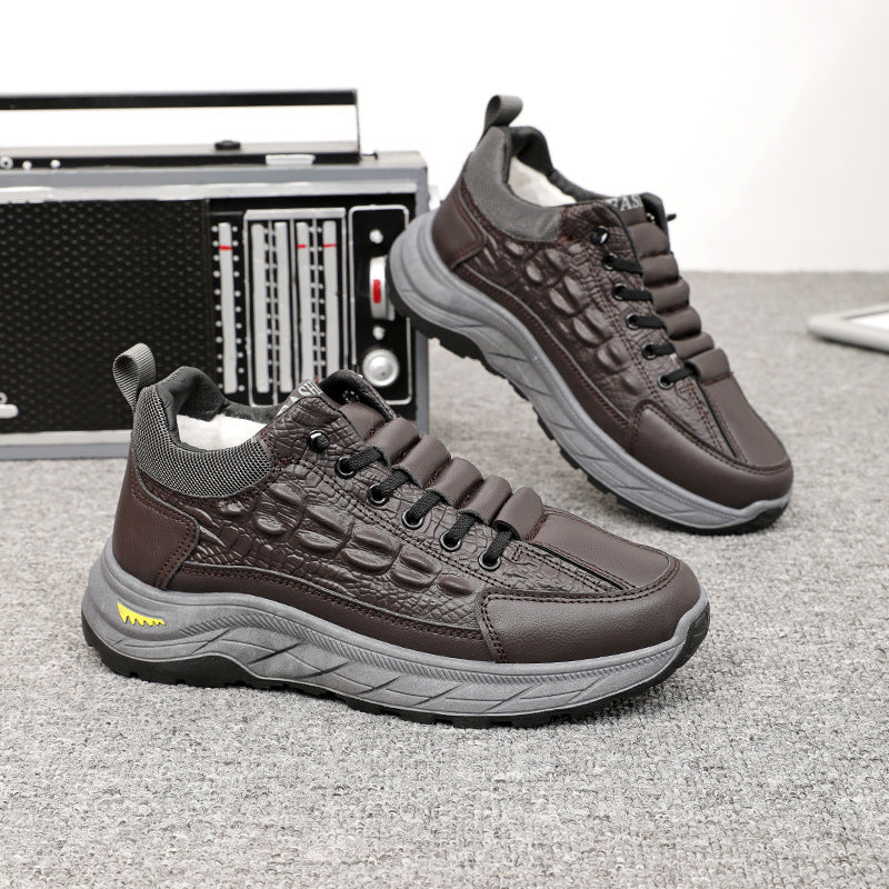 🥾Ciepłe, zimowe buty męskie z aksamitu, ze wzorem krokodyla, niezbędne podczas wypoczynku na świeżym powietrzu