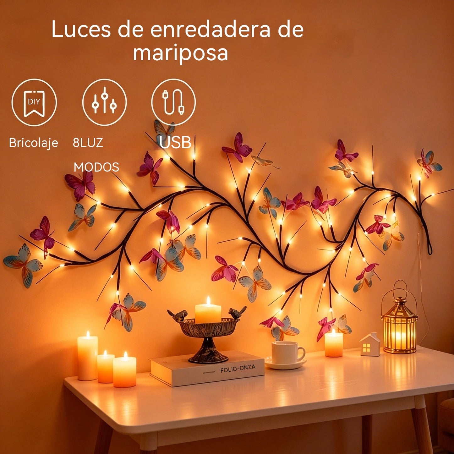 ✨Pago contra entrega✅️ Luces LED Flexibles en Forma de Enredadera con Mariposas – Decora tu Hogar con un Ambiente Mágico y Cálido 🦋💡