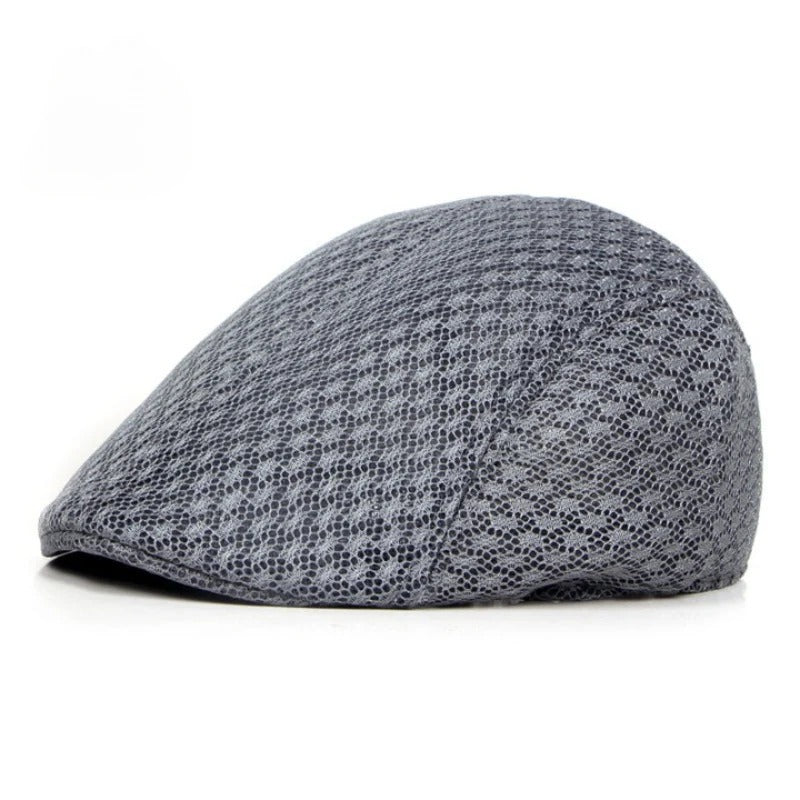 💨Męska czapka z daszkiem typu kaszkiet (fason „duckbill”) z przewiewnej siateczki, rozmiar 56–58 cm.