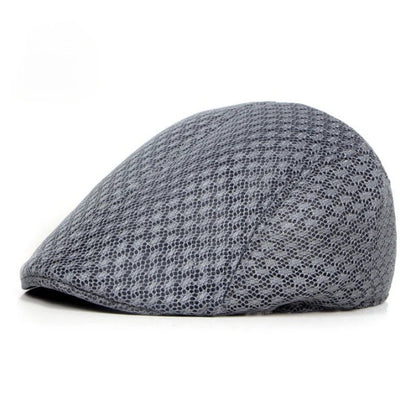 💨Męska czapka z daszkiem typu kaszkiet (fason „duckbill”) z przewiewnej siateczki, rozmiar 56–58 cm.