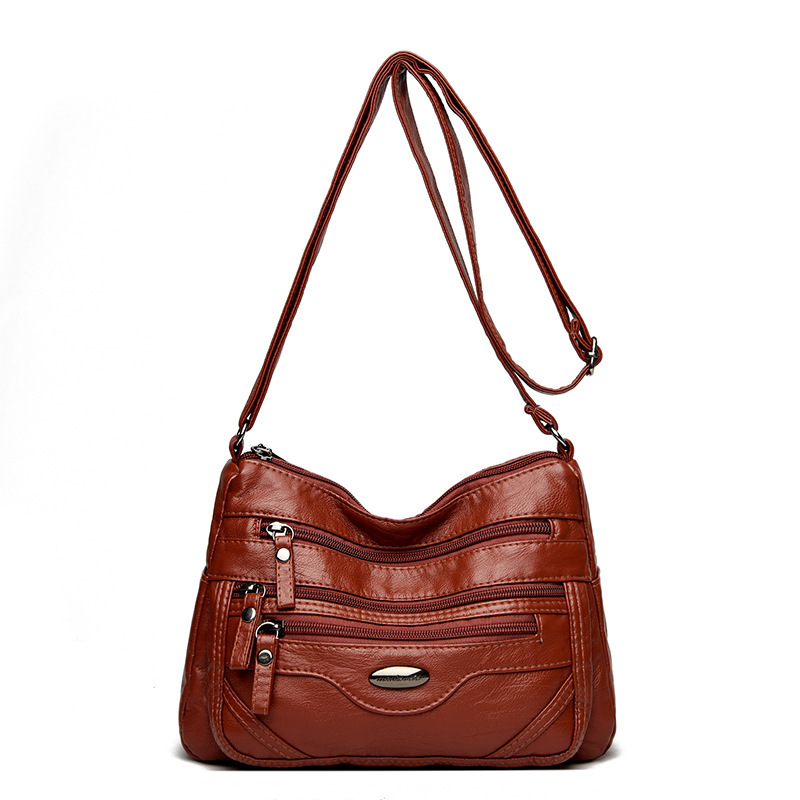 🔥【50% de descuento】💟 Bolso de hombro de piel auténtica de gran capacidad, versátil y elegante, con múltiples compartimentos.