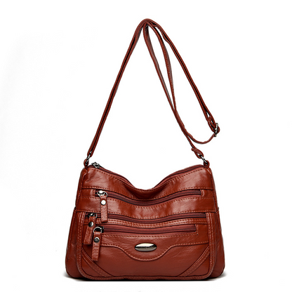 🔥【50% de descuento】💟 Bolso de hombro de piel auténtica de gran capacidad, versátil y elegante, con múltiples compartimentos.