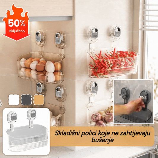 🍽️🧺Ograničena ponuda🔥🔥Držač s usisnom čašom bez bušenja, zidni stalak za odvod u kuhinji i kupaonici