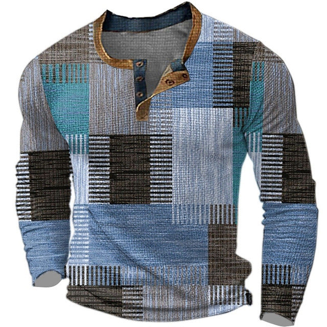 【S-4XL】Męska koszulka polo z długim rękawem i nadrukiem3898733