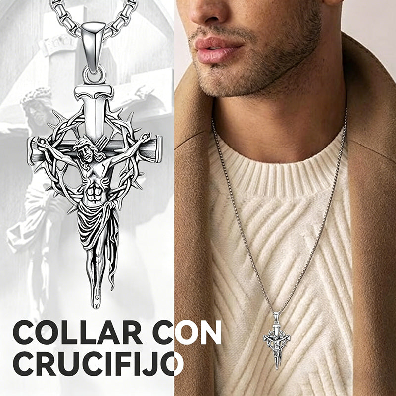 🔥【¡50% de descuento! ¡Solo hoy compra 1 y llévate 1 gratis!】🔥Collar con colgante de cruz y halo de espinas
