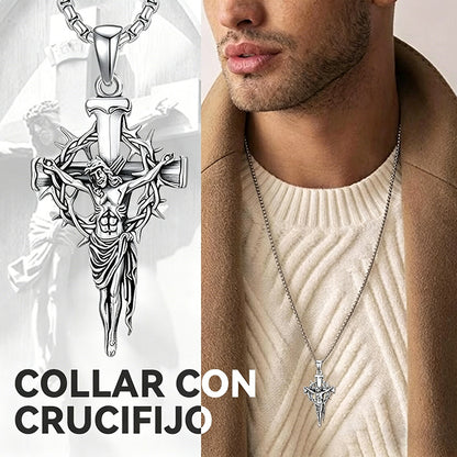 🔥【¡50% de descuento! ¡Solo hoy compra 1 y llévate 1 gratis!】🔥Collar con colgante de cruz y halo de espinas