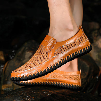 👞🔥【38-48】Nowe męskie buty ze skóry siatkowej na wiosnę i lato ⚡Duży rozmiar ⚡Skóra bydlęca ⚡Anti-pot i zapach ⚡Oddychające i wygodne