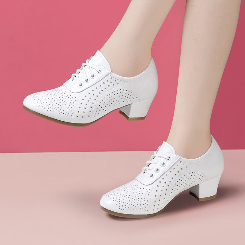 【35~40】2025 Jesień Nowe Damskie Skórzane Buty Taneczne Buty-3929953