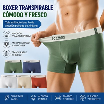 🧊🌟【Compra 3 y llévate 3 gratis】Calzoncillos bóxer de tiro medio, cómodos y transpirables para hombre