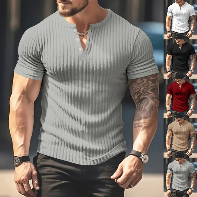 👔50% de descuento🔥 Camiseta de manga corta de punto informal para hombre ✅️Pago contra entrega