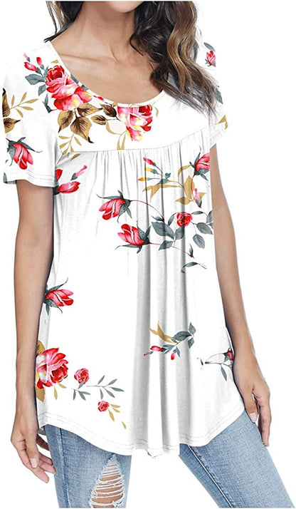 【💥Nuevo producto】Nueva camiseta cómoda de manga corta con escote en V y estampado para el verano 2026