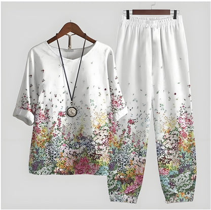 💐✨【Wysoka jakość】[S-5XL] 2025 nowy dwuczęściowy komplet z nadrukiem 【top + spodnie】