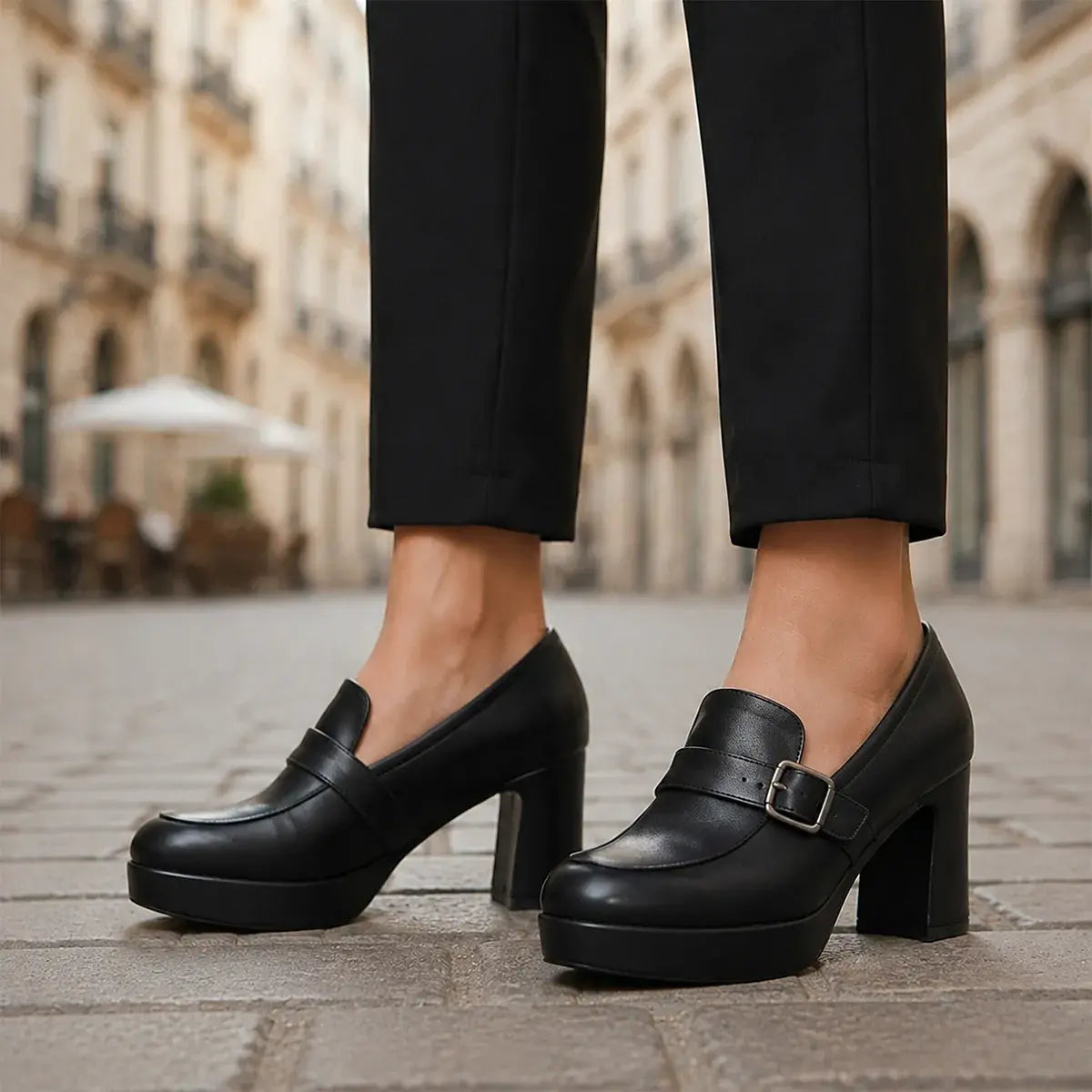 🔥👠【35-40】Nové členkové čižmy z pravej kože na hrubom podpätku - Módne dámske členkové čižmy na vysokom podpätku.