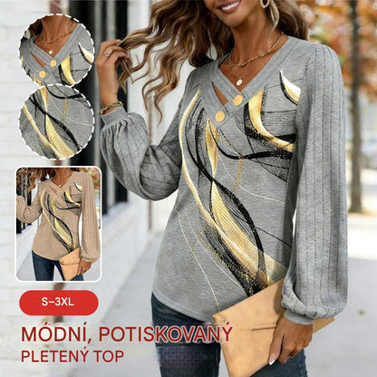 Akce brzy končí, pletené tričko s dlouhým rukávem a potiskem