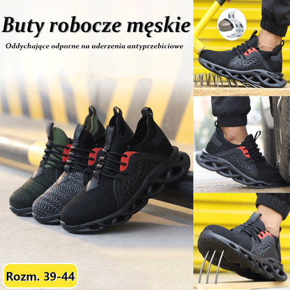 🚵‍♂️🔨【39–48】👨‍🔧 Męskie oddychające buty robocze o wysokiej gęstości, odporne na uderzenia i przebicie, ze stalowym noskiem i izolacją