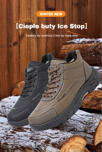 49% zniżki – Męskie zimowe, ciepłe buty polarowe z grubą, antypoślizgową podeszwą