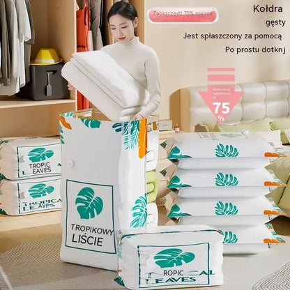 🧳【Zestaw 5 elementów】💨 Duży, kompresowalny worek próżniowy: nie wymaga pompki, szczelny i idealny do oszczędzania miejsca w walizkach i w domu ✈️