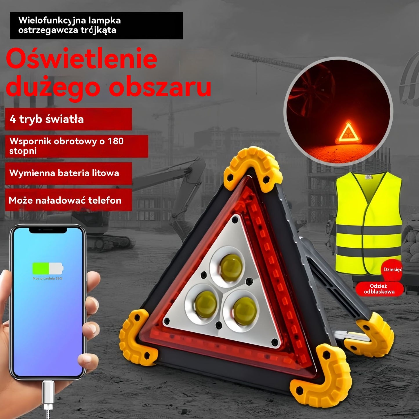 🔥Nowy model 2026🔥 Wielofunkcyjny samochodowy statyw ostrzegawczy ze światłem awaryjnym, mocne światło, ostrzeżenie o bezpieczeństwie