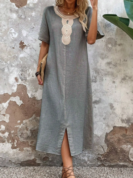 🧚‍♀️ 50% de descuento🔥 Vestido holgado de cuello redondo para mujer, tallas grandes ✅️ Pago contra entrega