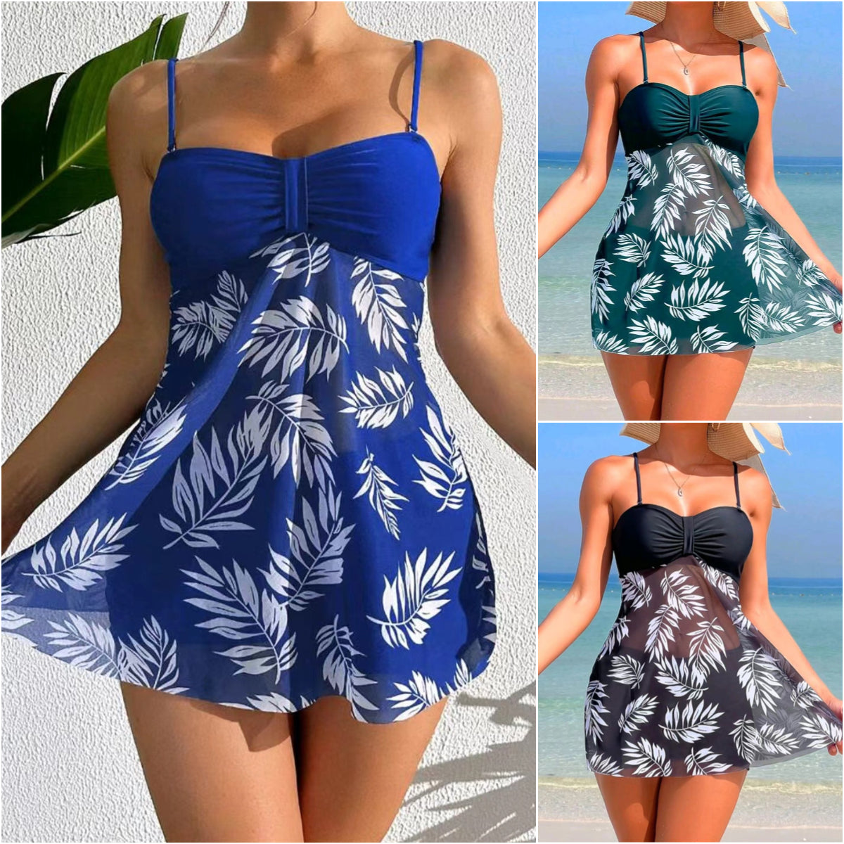 👙【S-XL】Letné nové módne plavky s potlačou a sieťovaným šifónom z mäkkého a priedušného materiálu