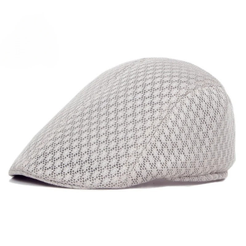 💨Męska czapka z daszkiem typu kaszkiet (fason „duckbill”) z przewiewnej siateczki, rozmiar 56–58 cm.