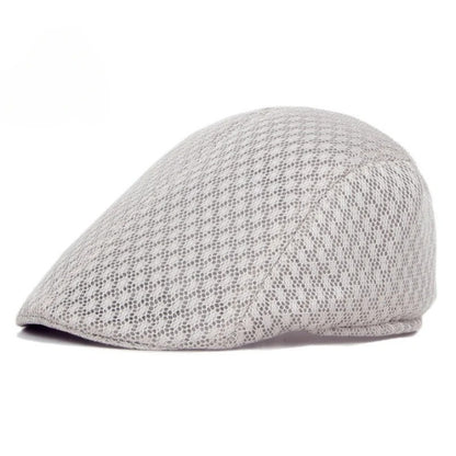 💨Męska czapka z daszkiem typu kaszkiet (fason „duckbill”) z przewiewnej siateczki, rozmiar 56–58 cm.