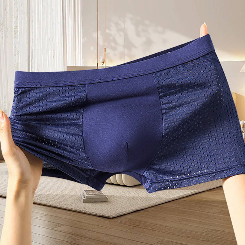 🔥【Pago contra reembolso, 50% de descuento】（1 juego 4 piezas）Calzoncillos bóxer de malla transpirable y cómodos para hombre