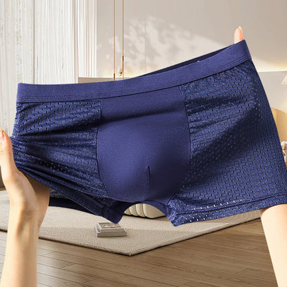 🔥【Pago contra reembolso, 50% de descuento】（1 juego 4 piezas）Calzoncillos bóxer de malla transpirable y cómodos para hombre
