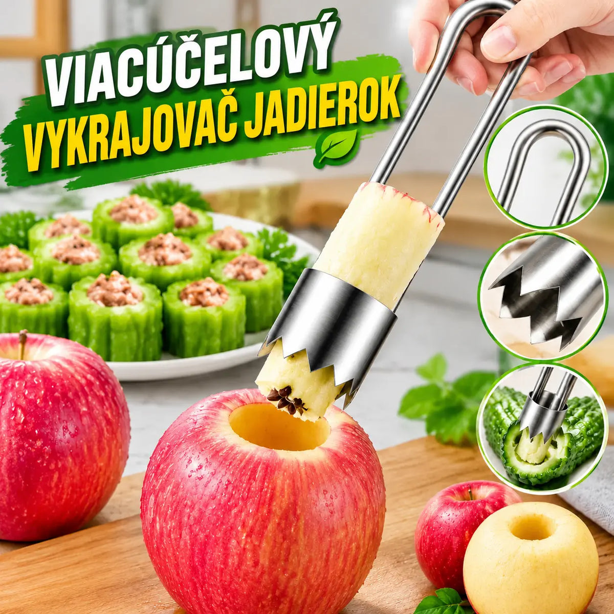 ✨ ✨【Kúpte 1 a získajte 1 zadarmo】Multifunkčný odstraňovač kôstok z ovocia a zeleniny – Jednoduché odstránenie kôstok z ovocia